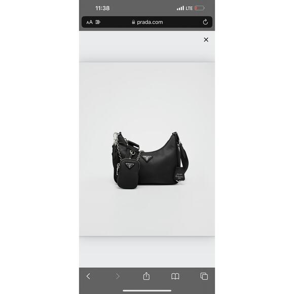 Prada Re-Edition 2005 Black Nylon Shoulder Bag with Chain Strap and Mini Pouch - Picture 8 of 8